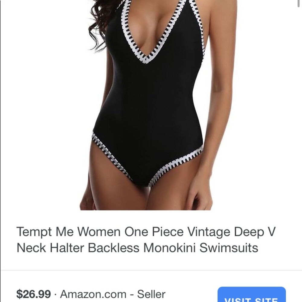 Swimming wear on piece deep v